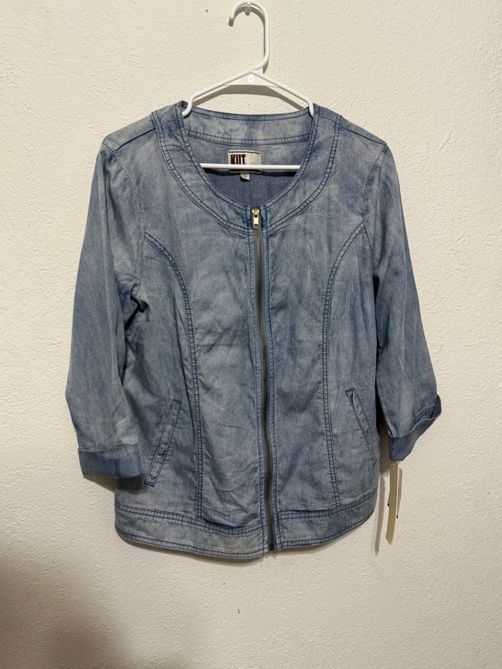 Kut from the Kloth Women Light Blue Denim Zip Jacket/ Blouse